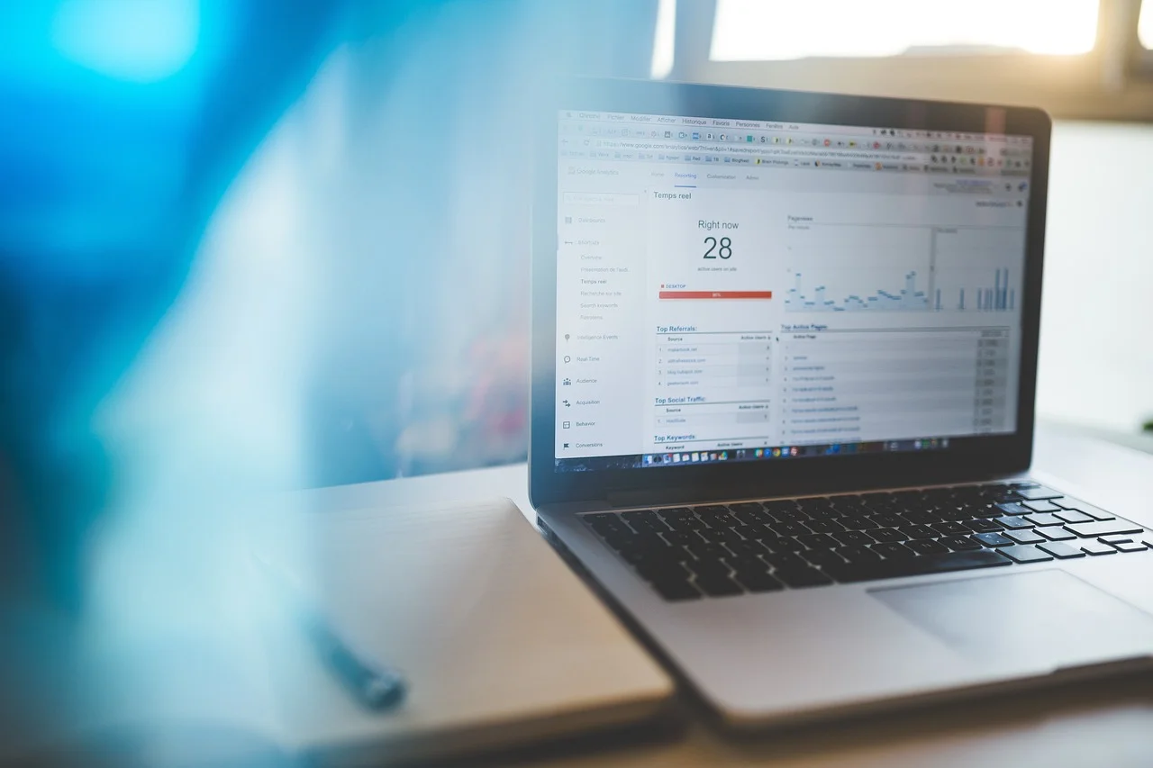 Analytics displayed on a laptop